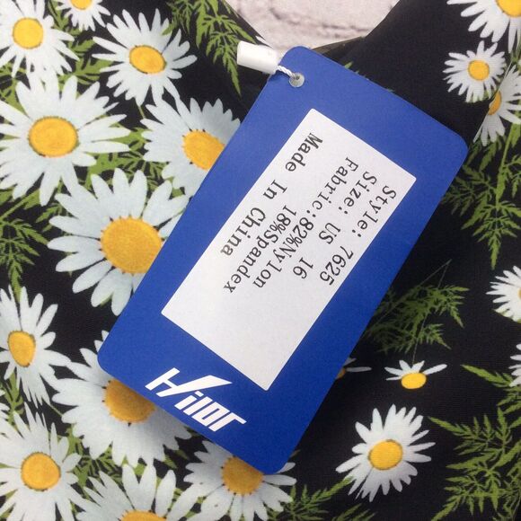 Hilor One Piece Swimsuit Women’s Size 16 Daisy Shirred Tank Tummy Control Retro - Picture 7 of 10